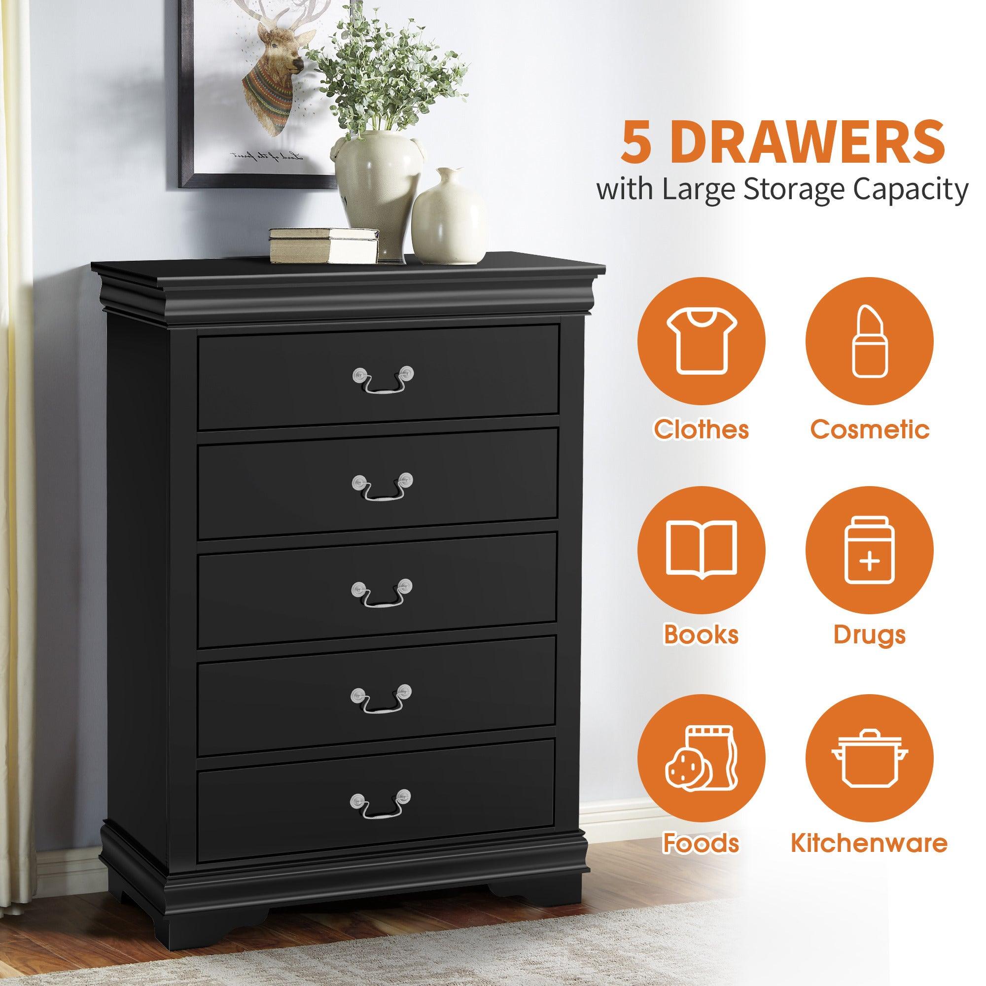 Transitional 5-Drawer 31.5 in. Wide Chest of Drawers with Bracket Feet