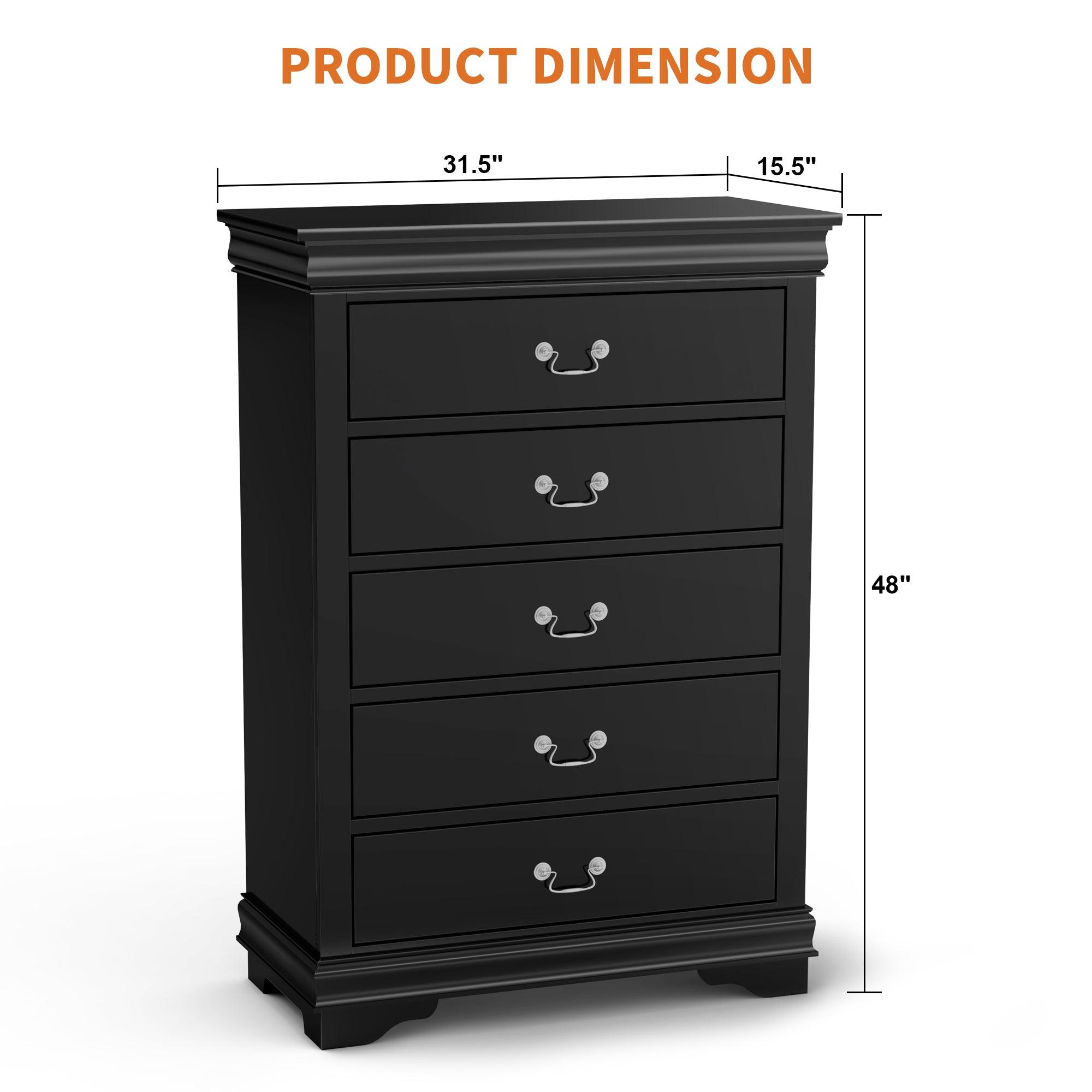 Transitional 5-Drawer 31.5 in. Wide Chest of Drawers with Bracket Feet